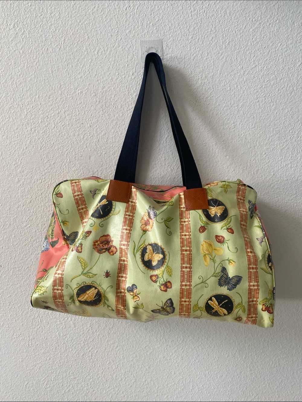 NWT Nordic House Design Coated Cotton Duffel Bag Green Garden Tracy Porter Print
